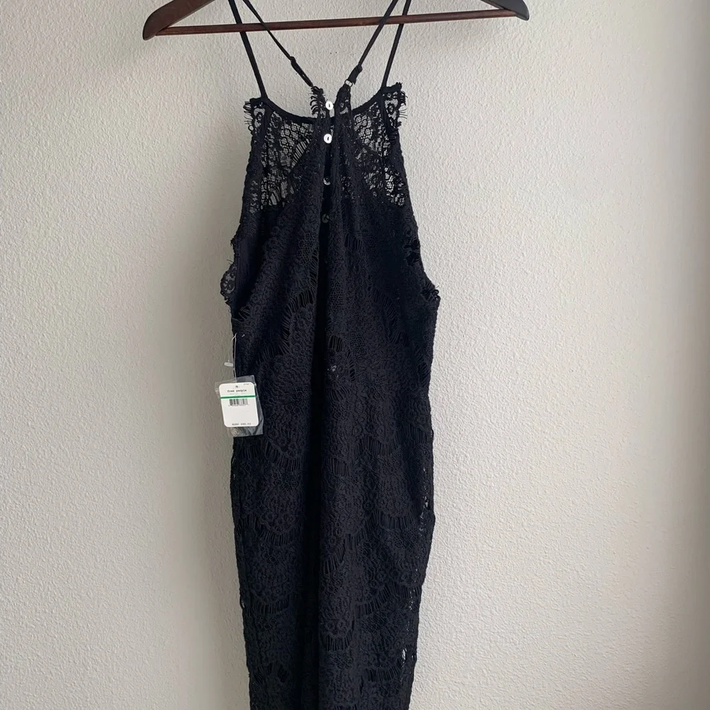 Free People She’s Got It Black Lace Halter Mini Sleeveless Sexy Dress_7